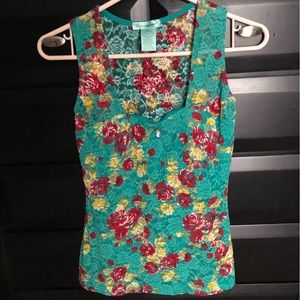 Floral lace tank top